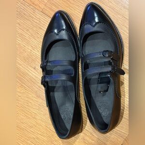 The Office of Angela Scott Black Leather Mary Jane Loafer